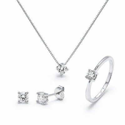Pack Diamante de Laboratorio: Anillo + Collar + Pendientes