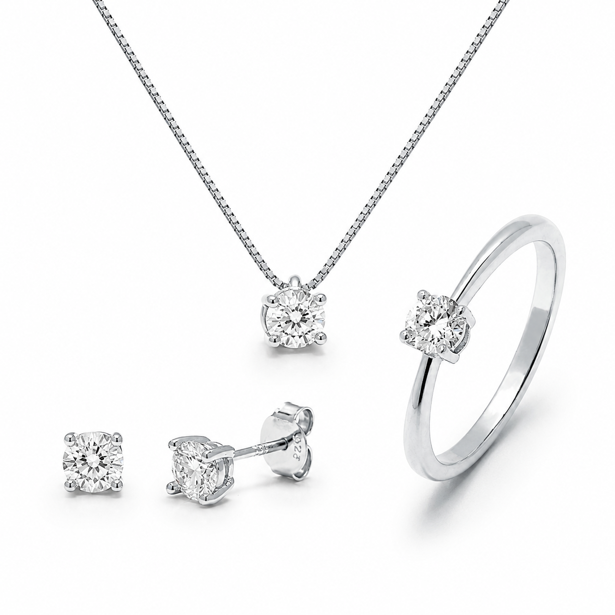 Set Trío Diamante de Laboratorio Plata 925