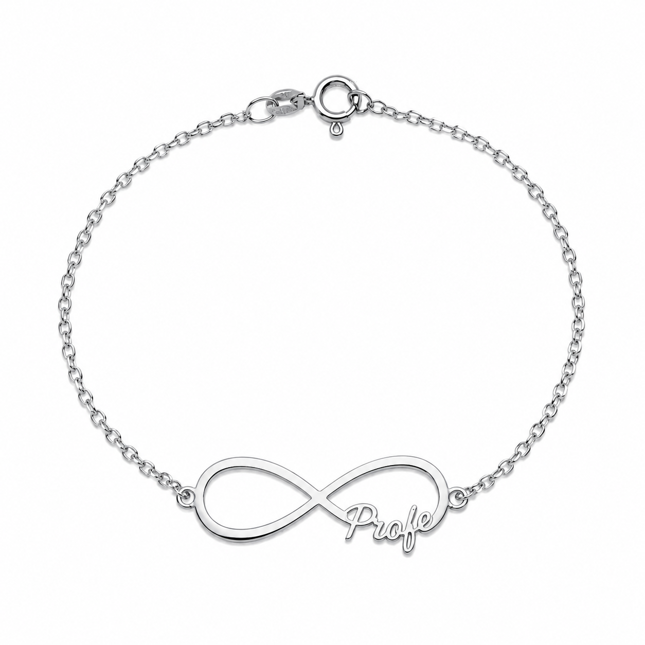 Pulsera Infinito Profesora de Plata 925 con Nombre Grabado