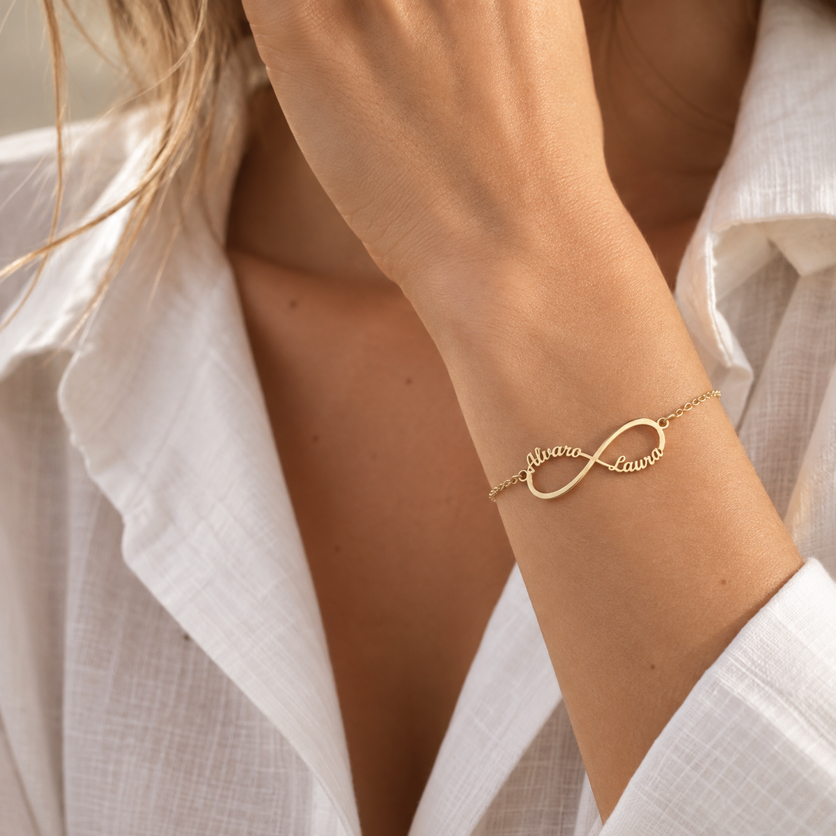 Pulsera Infinito de Plata 925 con Nombres Grabados