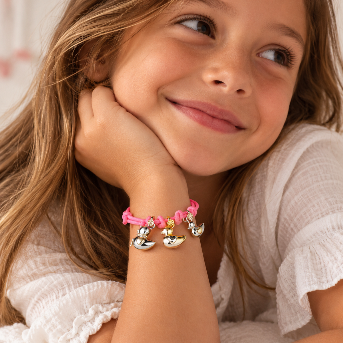 Pulsera Patitos de Plata 925 Personalizada