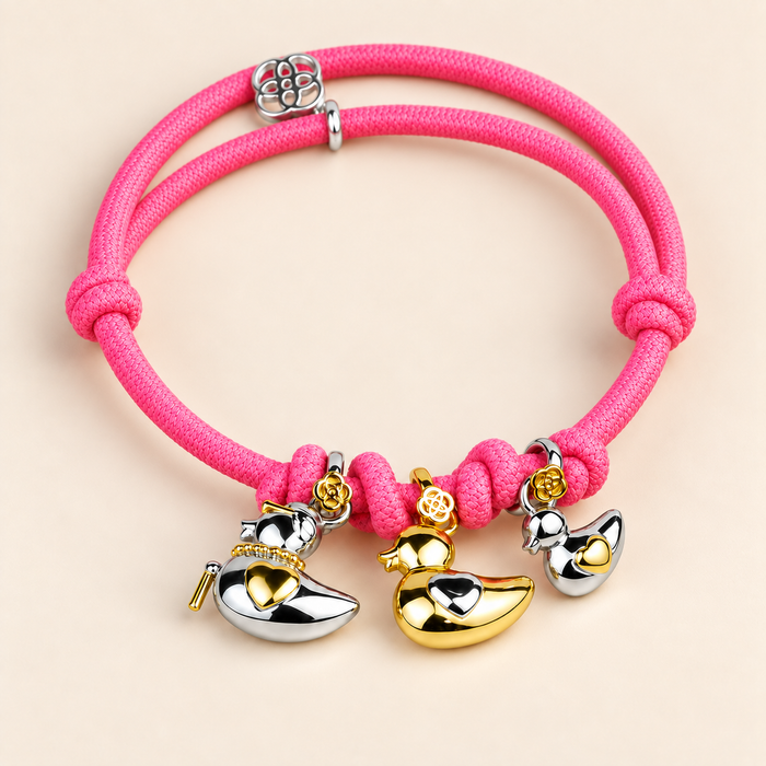 Pulsera Patitos de Plata 925 Personalizada