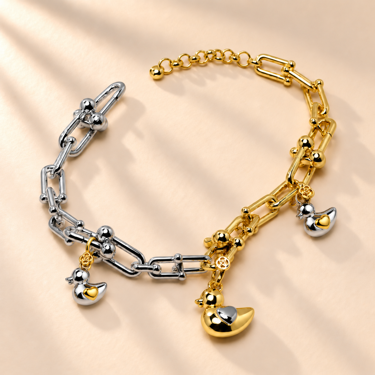 Pulsera Patitos de Plata 925 con Nombre Grabado
