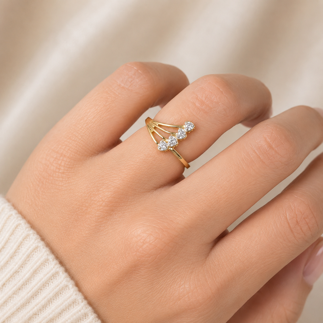Anillo Corazones Diamante de Laboratorio en Plata 925