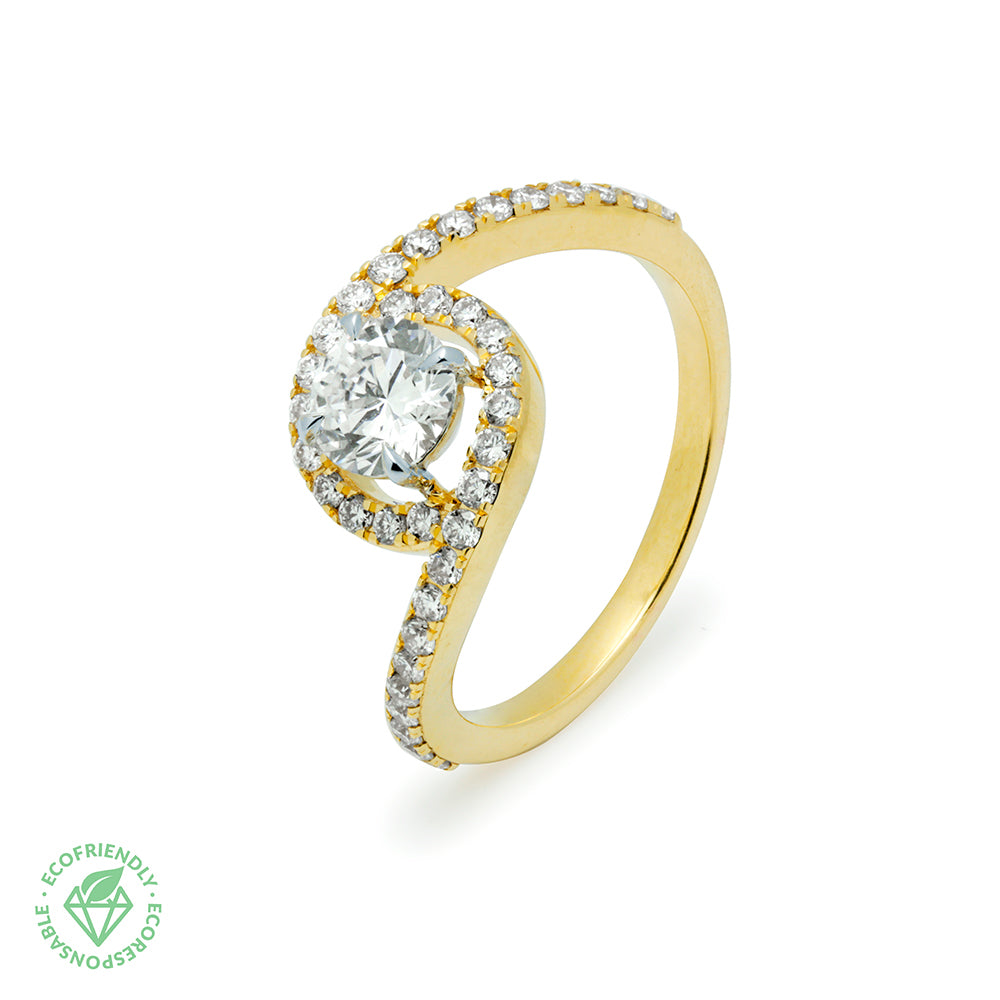 Anillo Solitario Americano Diamantes Sinuous 1,14ct. Oro