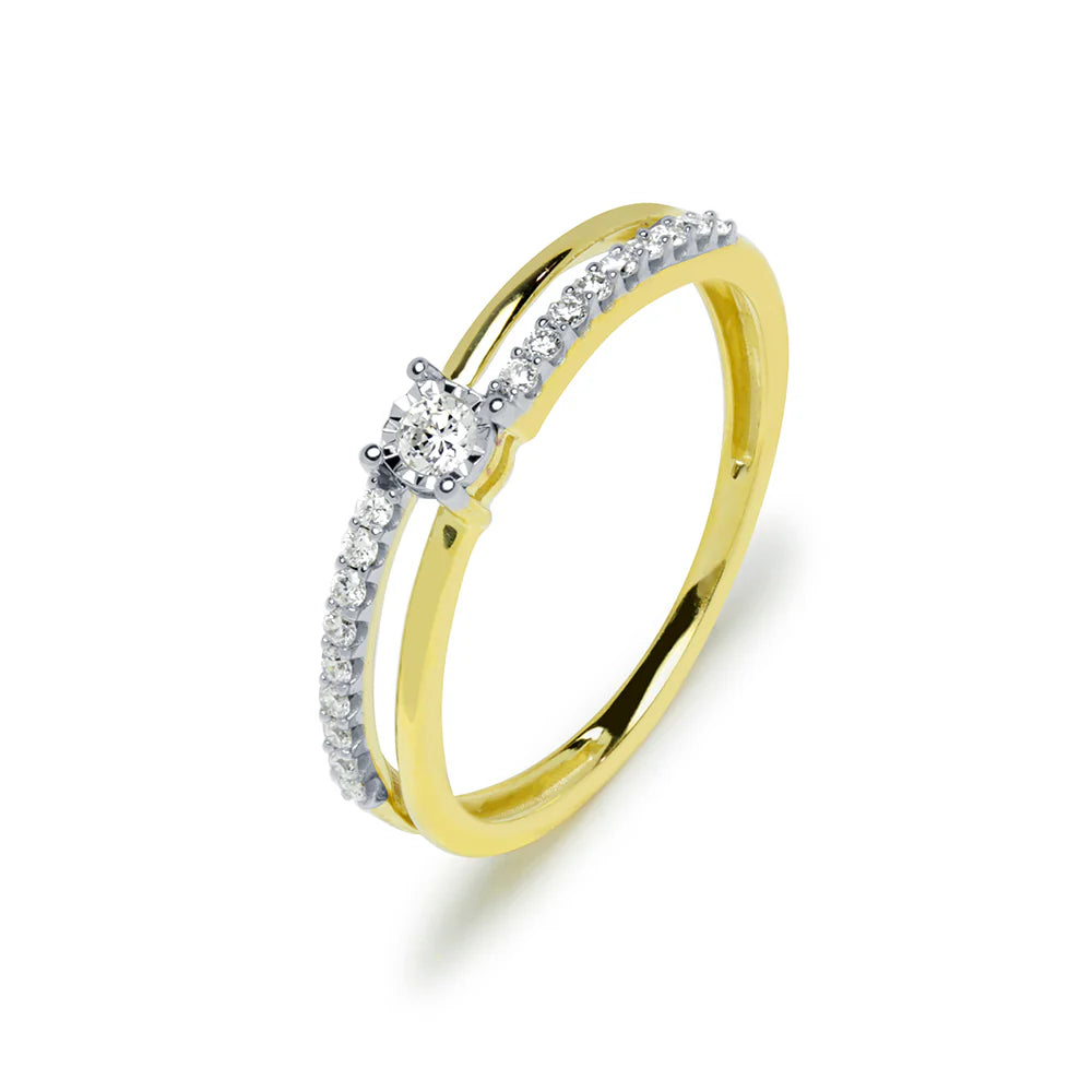 Anillo de Oro 9K con Diamante de Laboratorio para Mujer