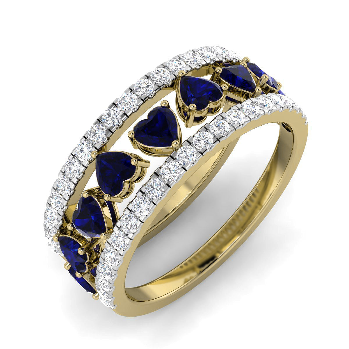 Anillo Zafiro Corazón y Diamante de Laboratorio en Plata 925