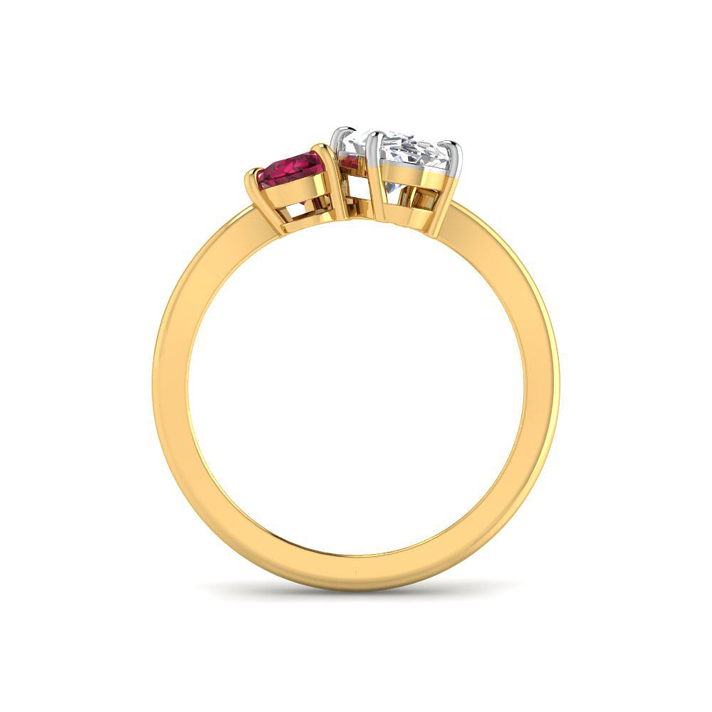 Anillo con Rubí Oval y Diamante de Laboratorio en Plata 925