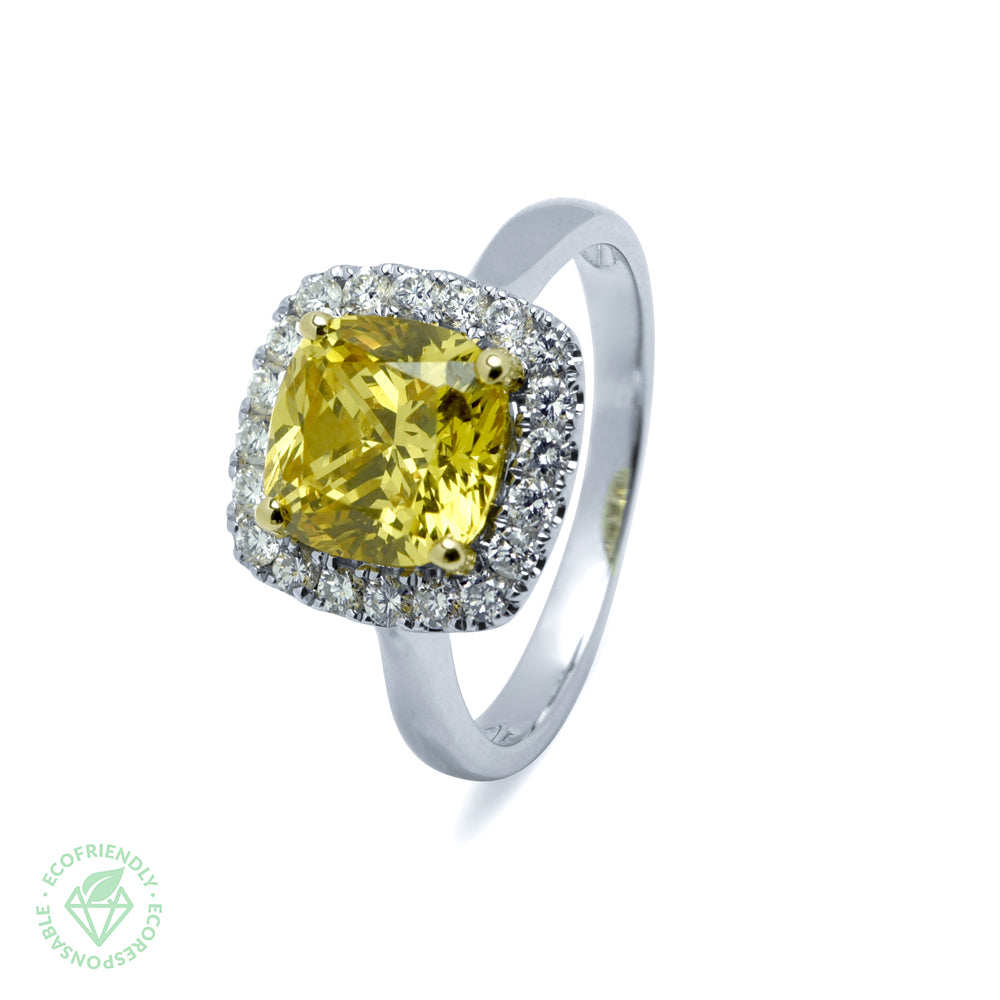 Anillo Rosetón Diamante Amarillo 4,6ct. en Oro