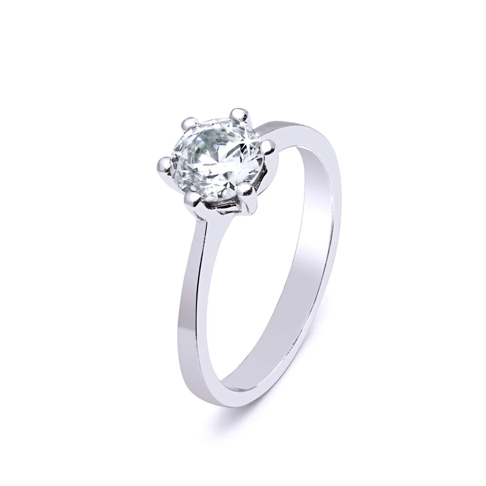 Anillo Solitario de Oro Blanco Personalizado