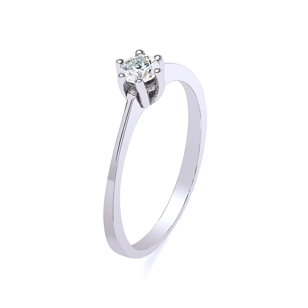 Anillo Solitario de Oro 9K Personalizado con Nombre Grabado para Mujer