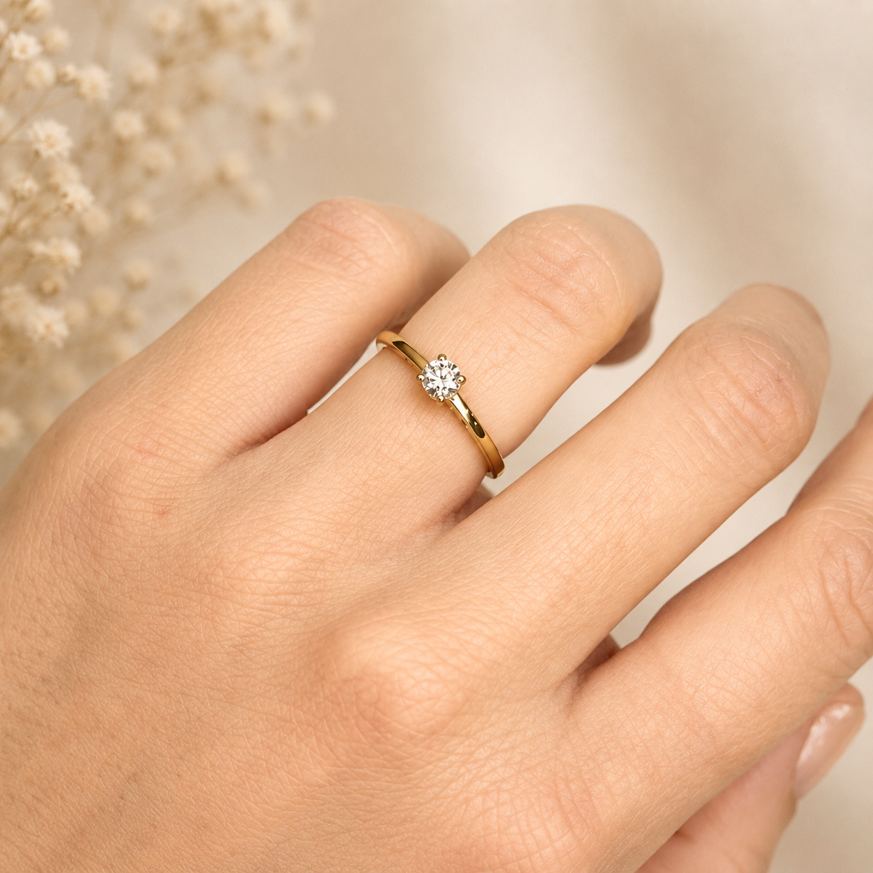 Anillo Solitario Clásico Diamante de Laboratorio en Plata 925