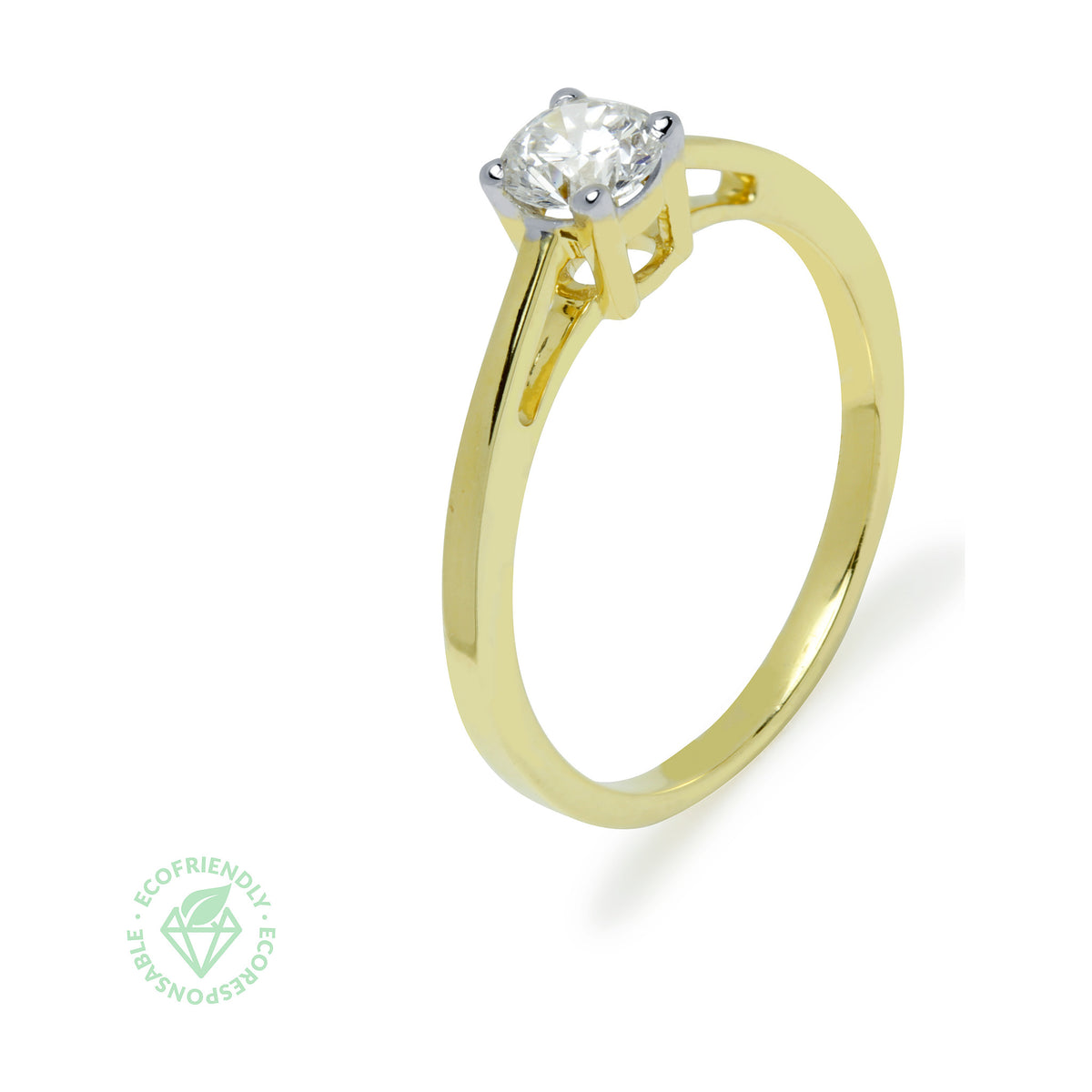 Anillo Solitario de Oro 9K con Diamante