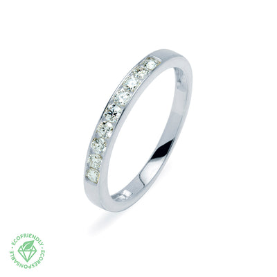 Anillo Media Argolla de matrimonio con Diamante de Laboratorio en Oro 9k