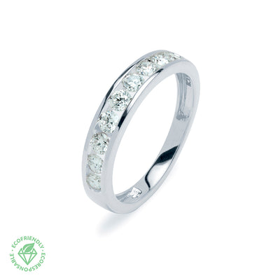 Anillo Media Argolla de matrimonio con Diamante de Laboratorio en Oro 9k