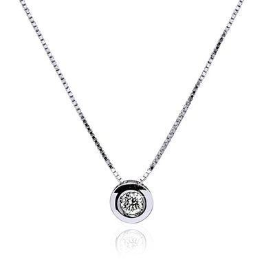 Colgante Bisel con Diamante de Laboratorio en Oro 18k