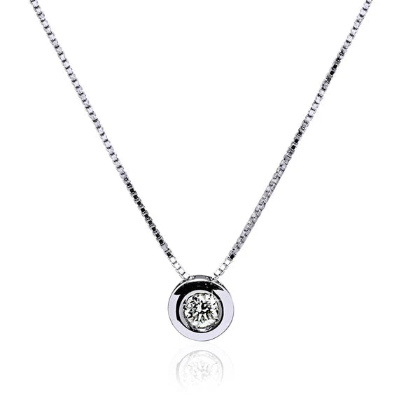 Cadena y Colgante Bisel Diamante 0,10ct.