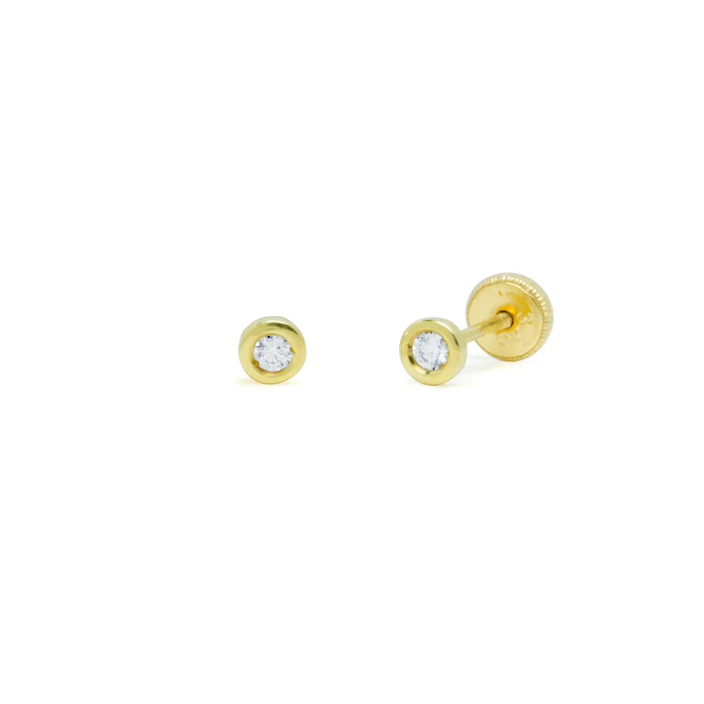 Pendientes Bebés Diamante Bisel Oro 9k