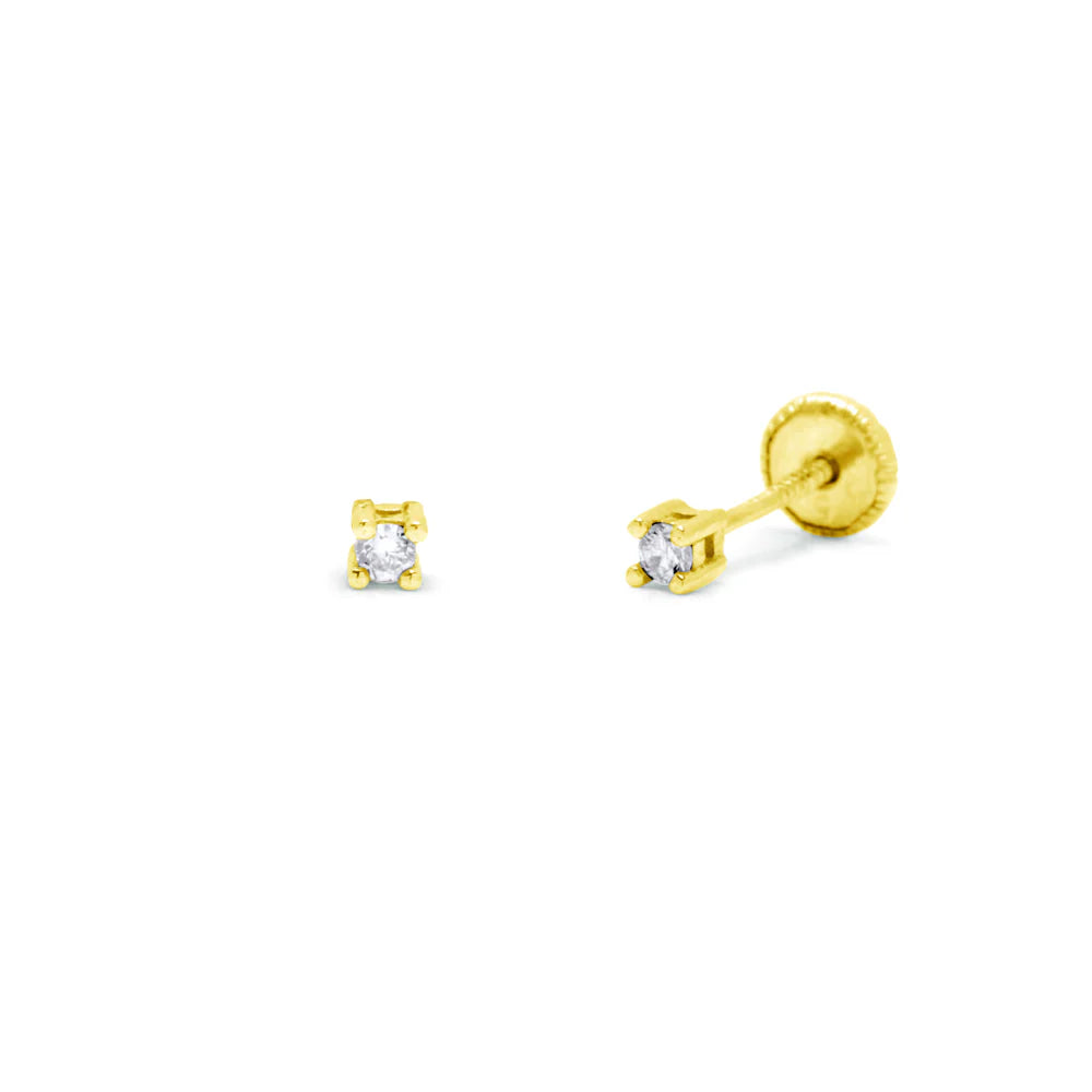 Pendientes Bebés Diamante grapas Oro 9k
