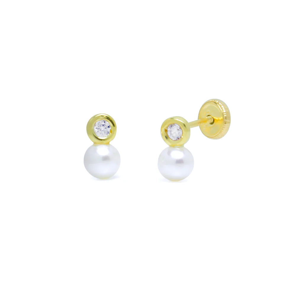 Pendientes Bebés Tu y Yo Diamante Bisel Oro 9k
