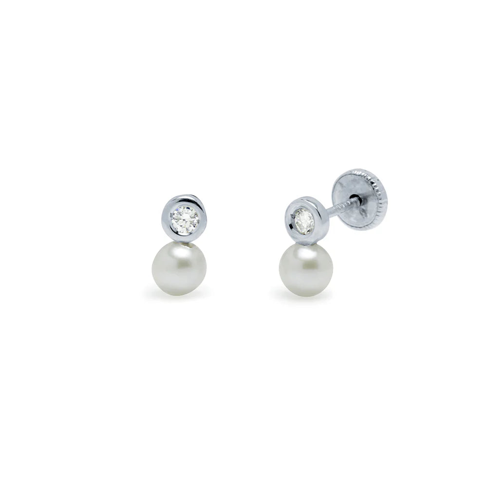 Pendientes Bebés Tu y Yo Diamante Bisel Oro 9k