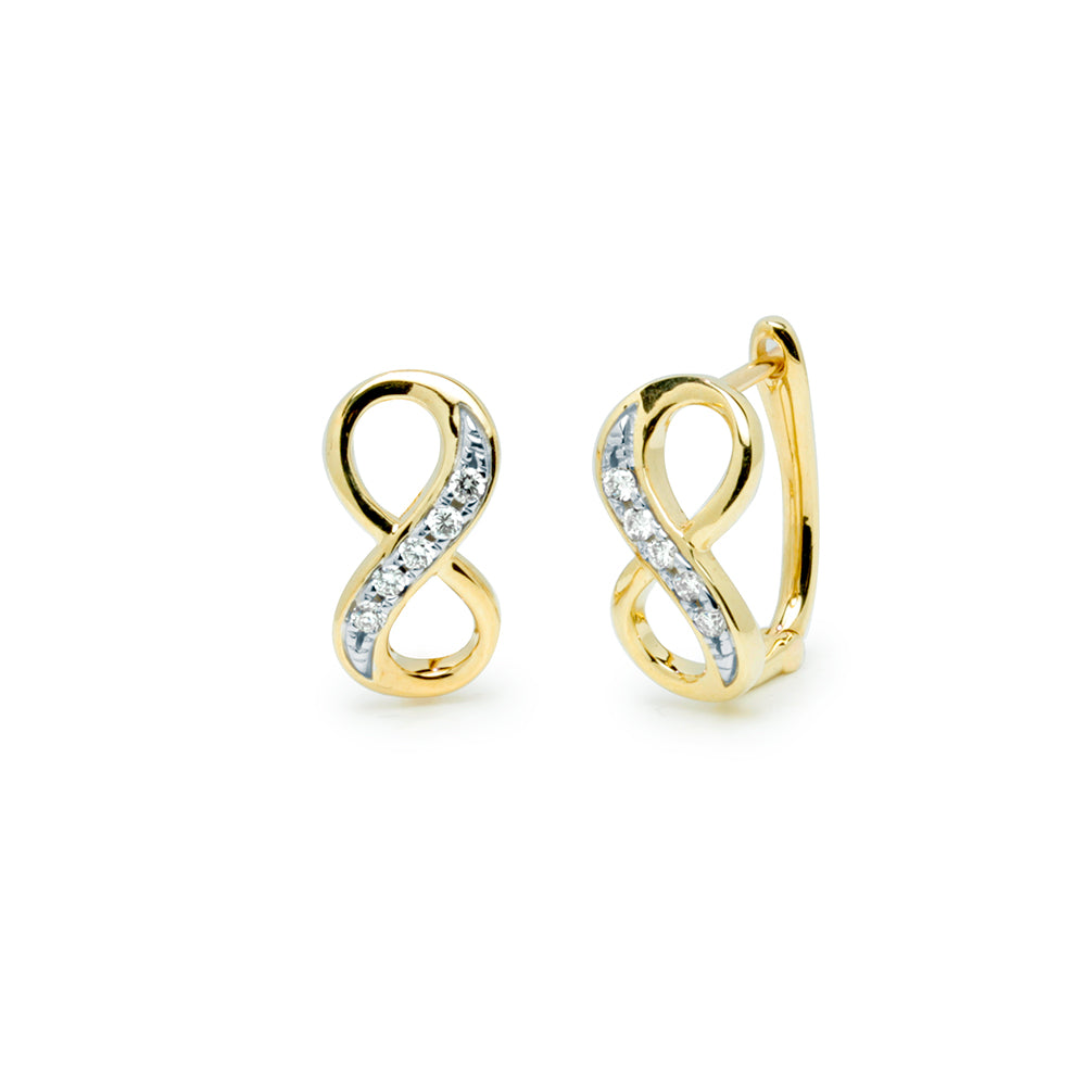 Pendientes Diamantes Infinito 0,1ct. oro