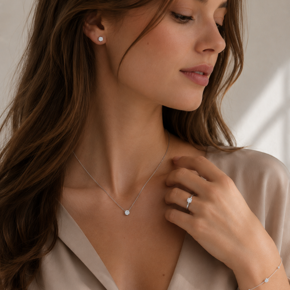 Conjunto de Joyas con Diamante de Laboratorio VVS — Plata 925
