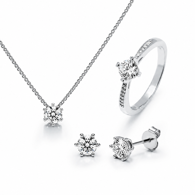 Conjunto de Joyas con Diamante de Laboratorio VVS — Plata 925
