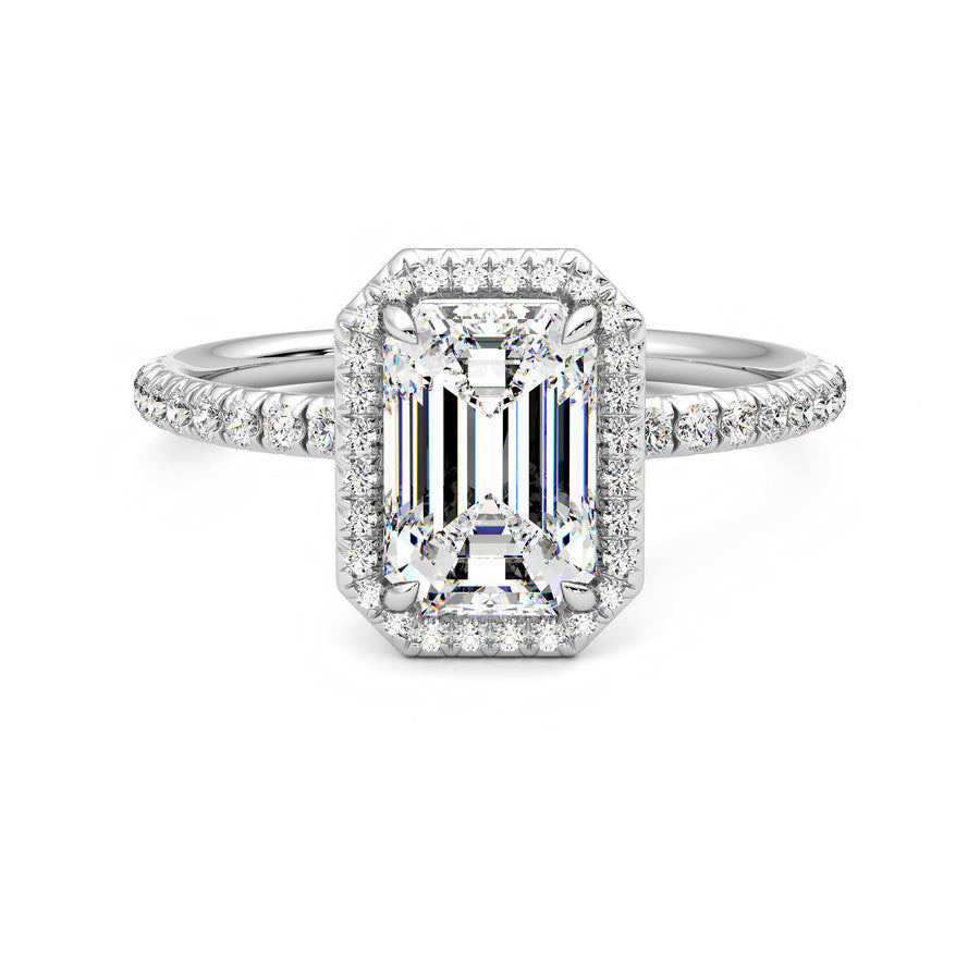 Anillo Scintille Halo Pavé Diamante y Oro Blanco 18k