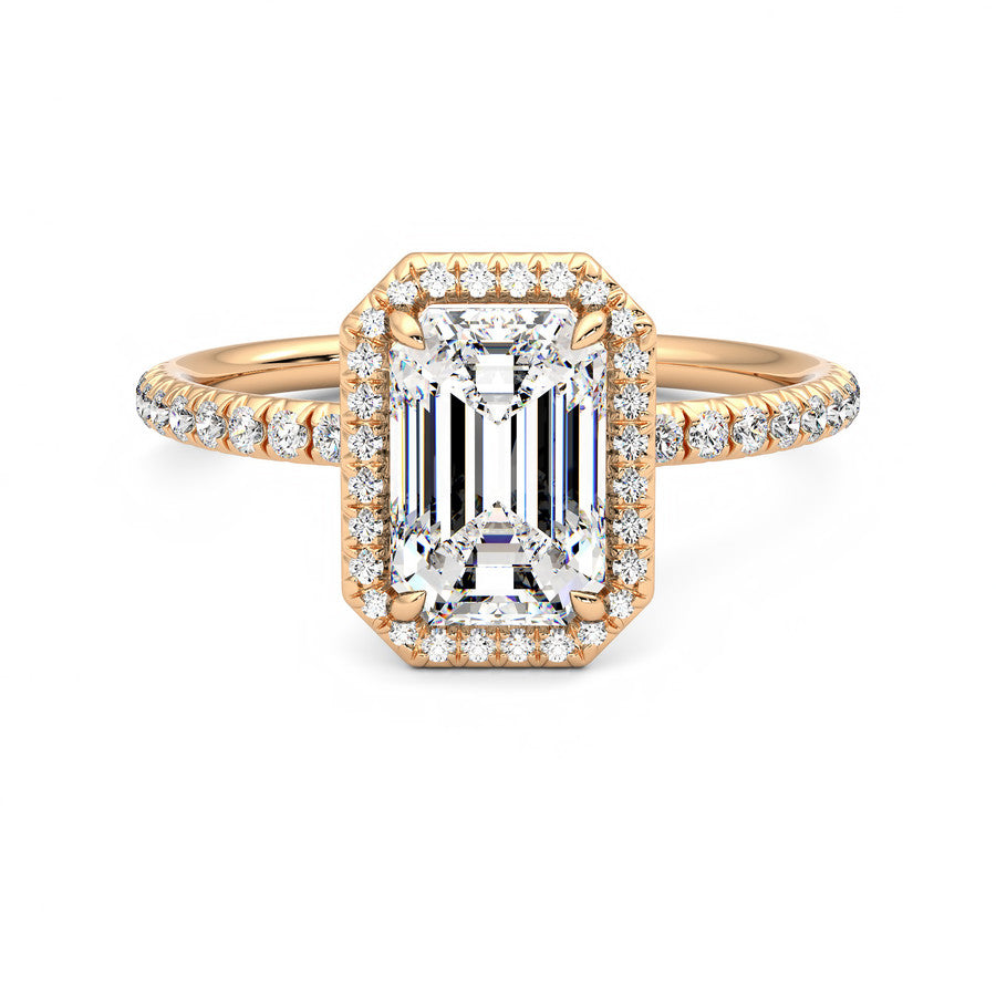 Anillo Scintille Halo Pavé Diamante y Oro Rosa 18k