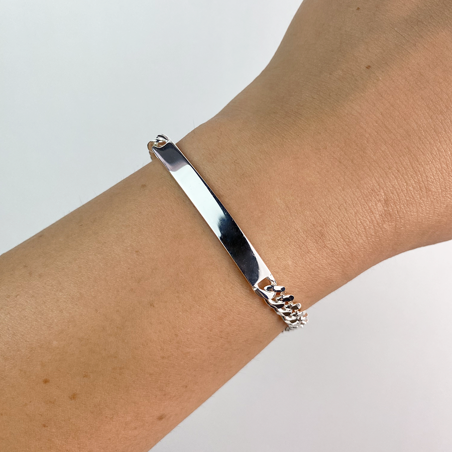 Pulsera Barbada Maciza 5mm Plata