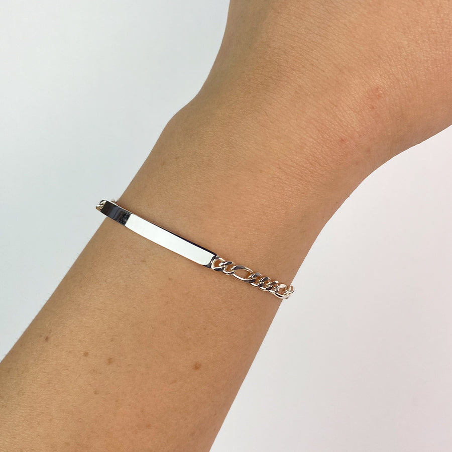 Pulsera Fígaro Maciza 3mm Plata