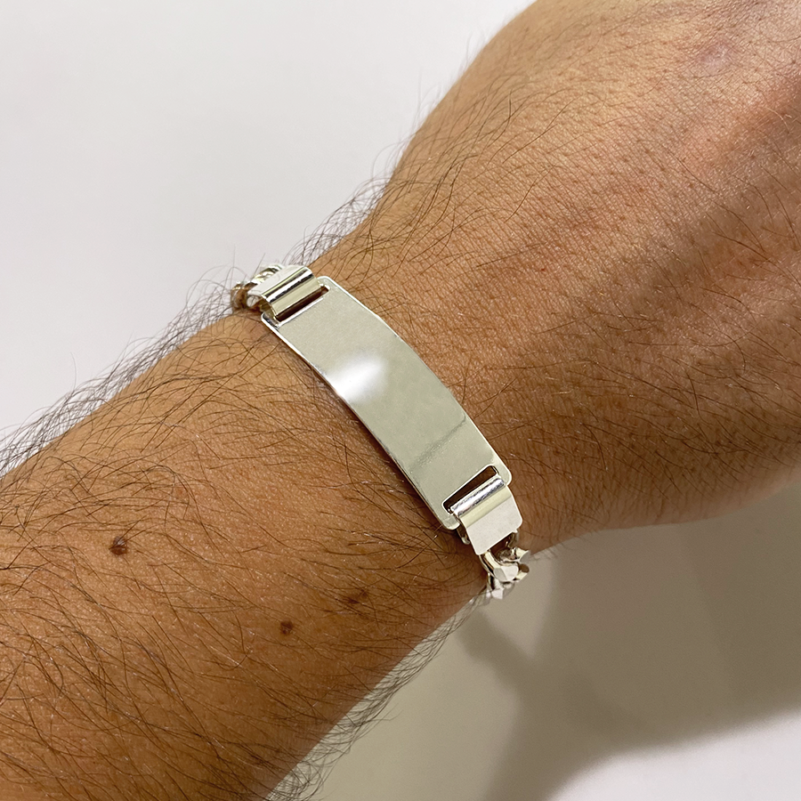 Pulsera Fígaro Maciza 12mm Plata
