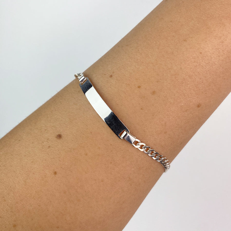 Pulsera Barbada Hueca 3mm Plata