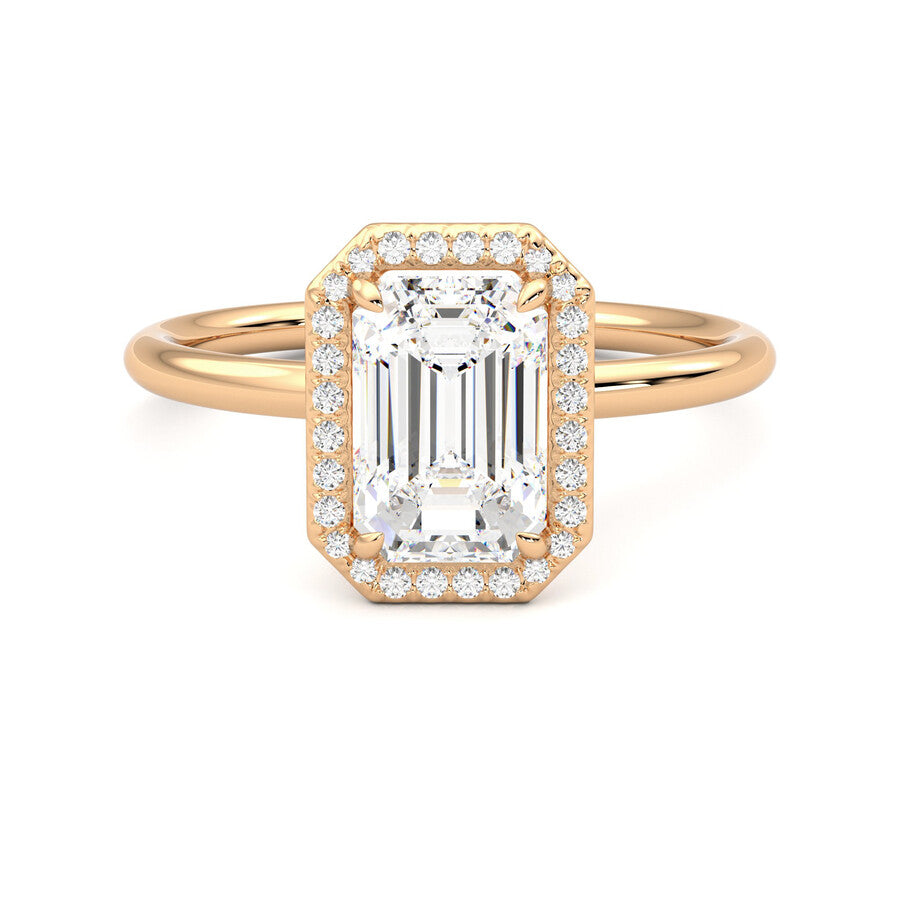Anillo Scintille Halo Diamante y Oro Rosa 18k