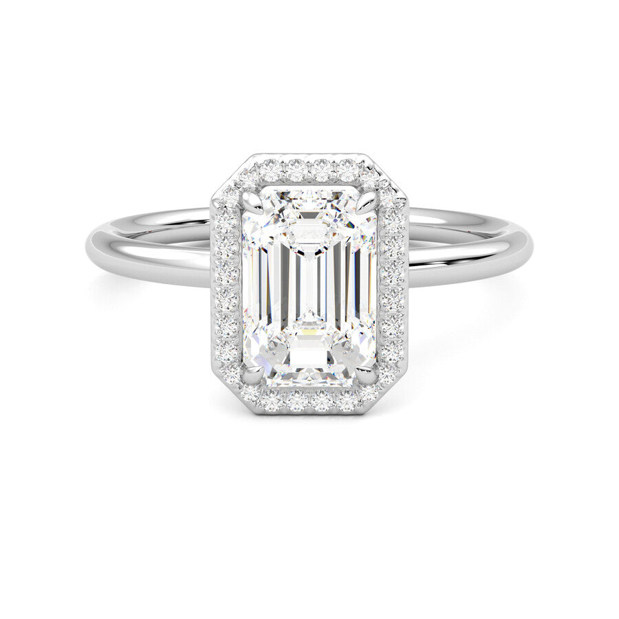 Anillo Scintille Halo Diamante y Oro Blanco 18k