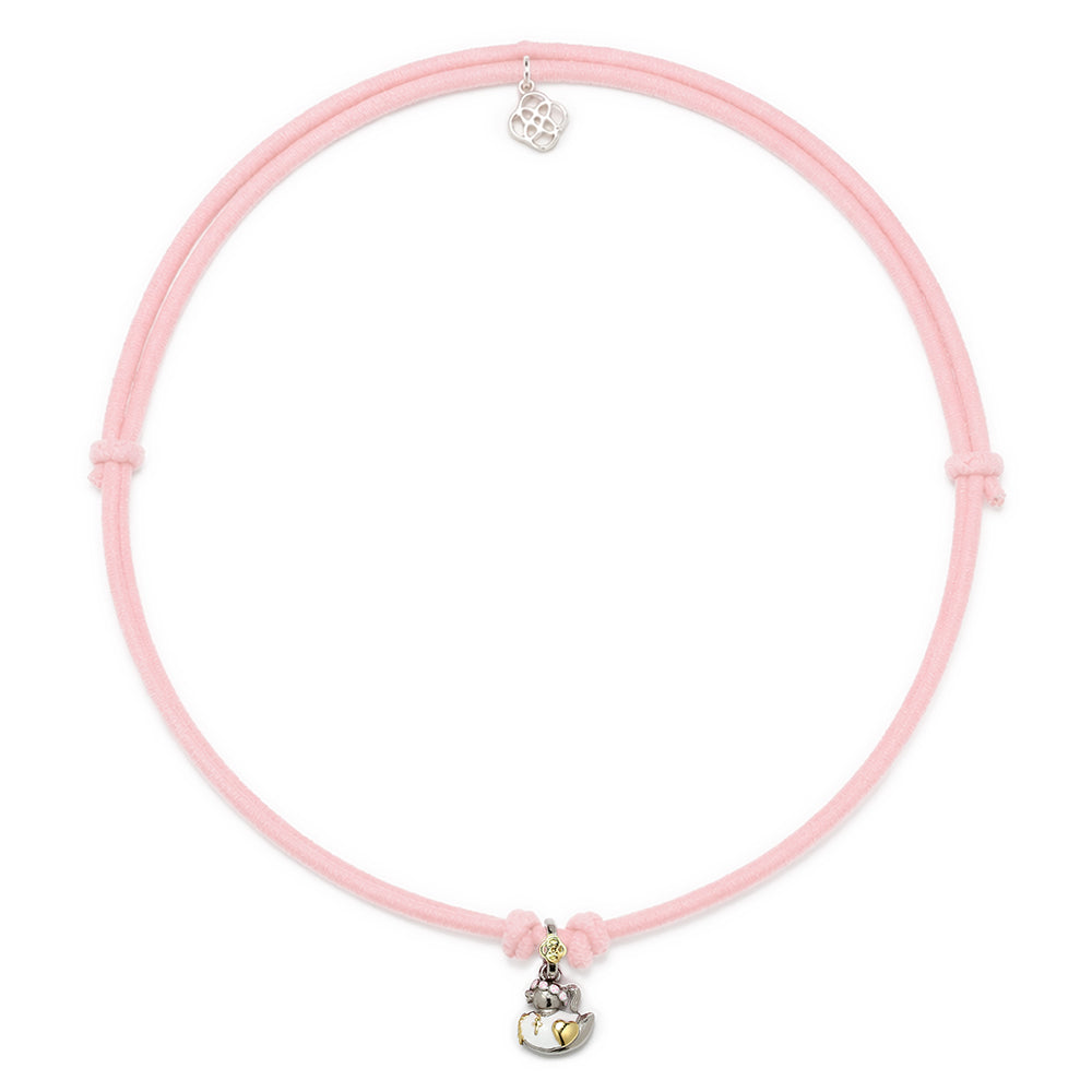 Collar elástico con Colgante Patita Comunión de Plata 925 con Esmalte