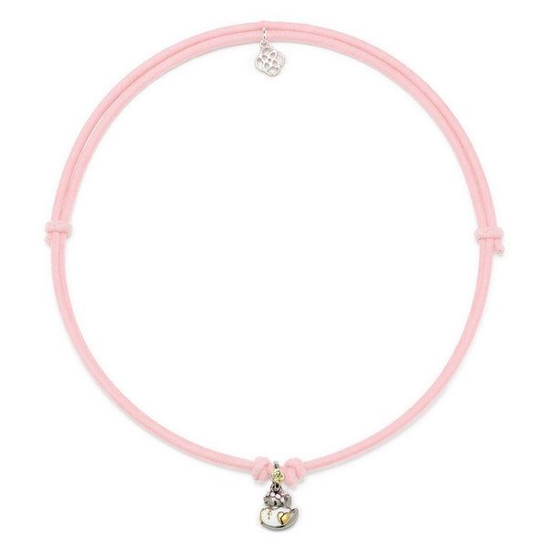 Collar elástico con Colgante Patita Comunión de Plata 925 con Esmalte