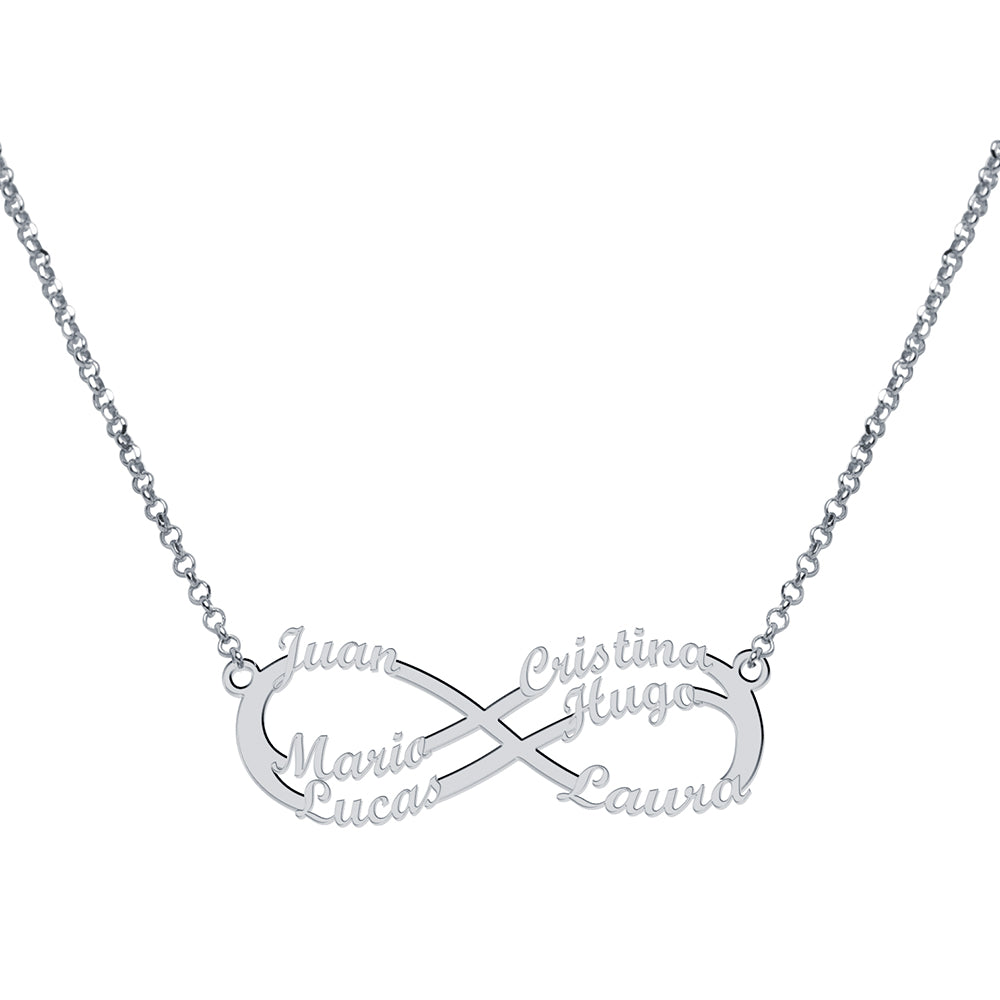 Collar Infinito 6 nombres Plata