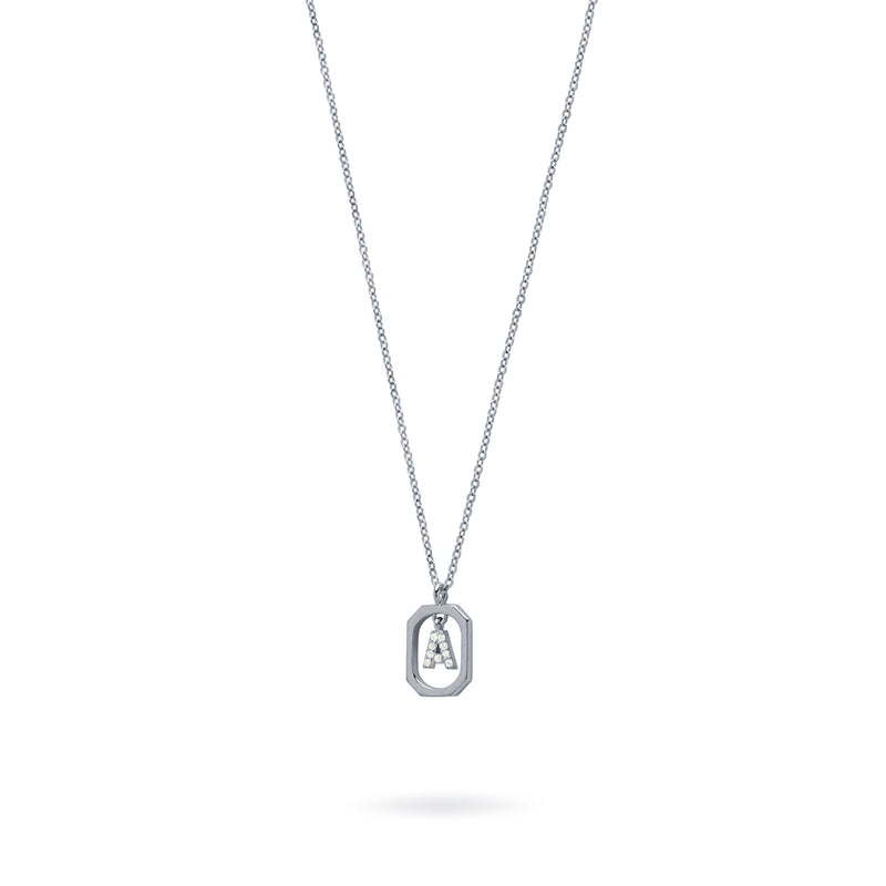 Collar con Inicial Halo Plata