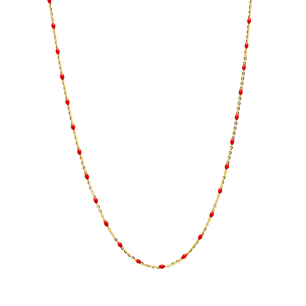 Cadena Bolas Esmalte Rojo 45cm