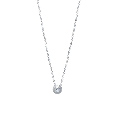 Collar Solitario de Plata 925 con Bisel