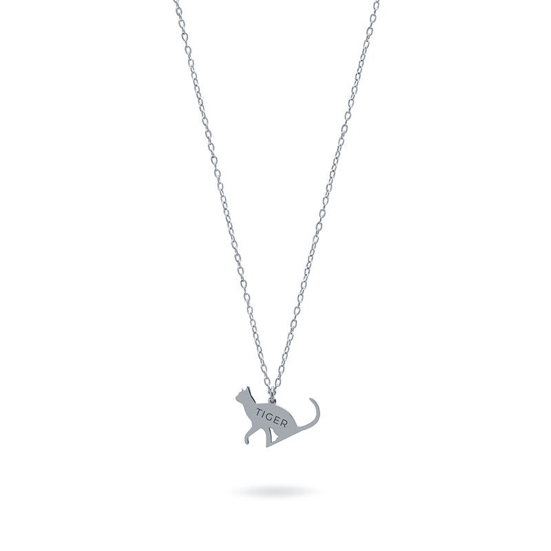 Collar Personalizable Gato Plata