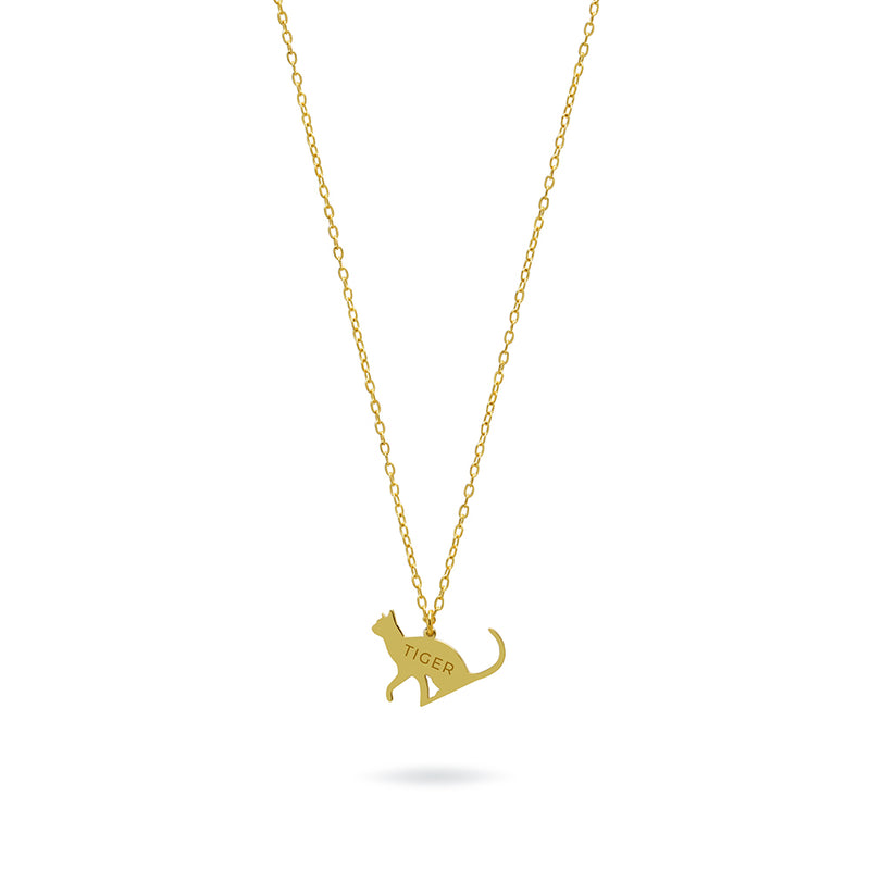 Collar Personalizable Gato Plata