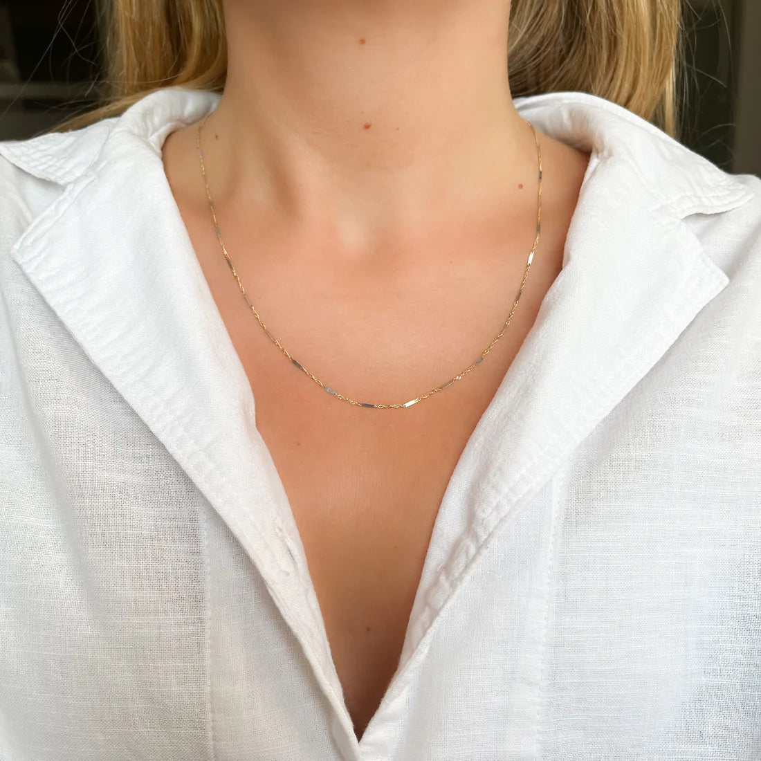 Cadena Singapur Placa Maciza 50x1.2 en Oro Bicolor 18 Kilates