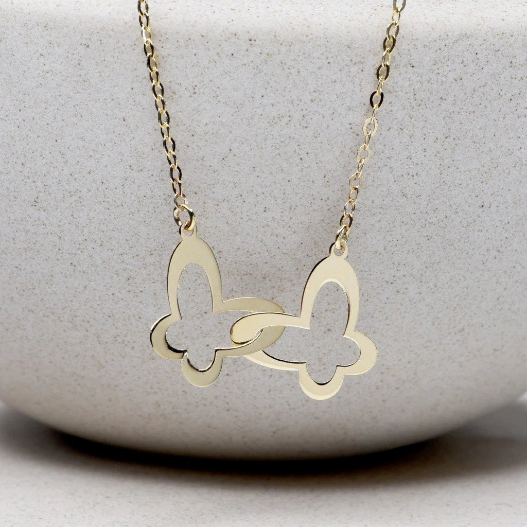Cadena y Colgante Mariposas Oro