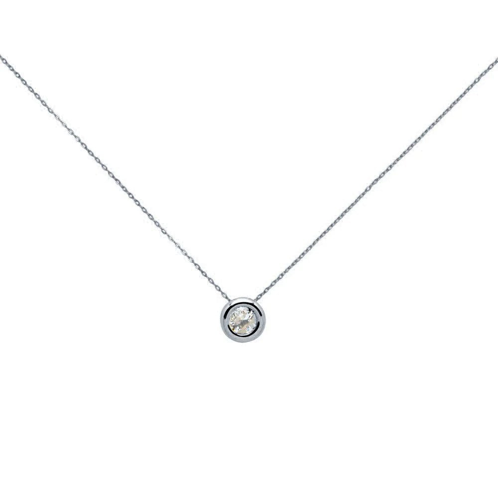 Cadena y Colgante Circonita 5mm Oro Blanco