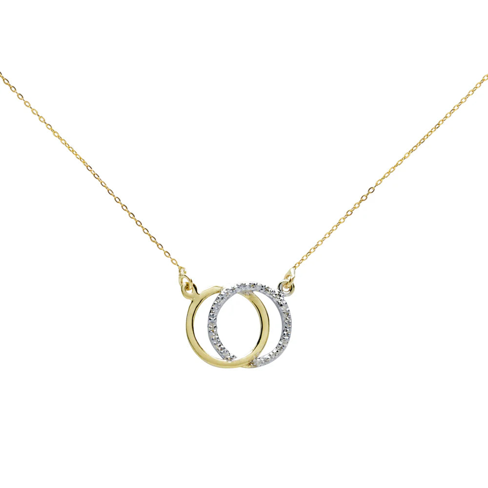 Collar Aros Enlazados de Oro 9K con Diamantes para Mujer