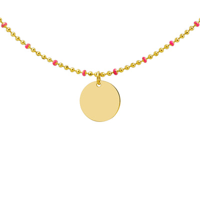Collar Bolitas Esmalte Coral de Acero Personalizado