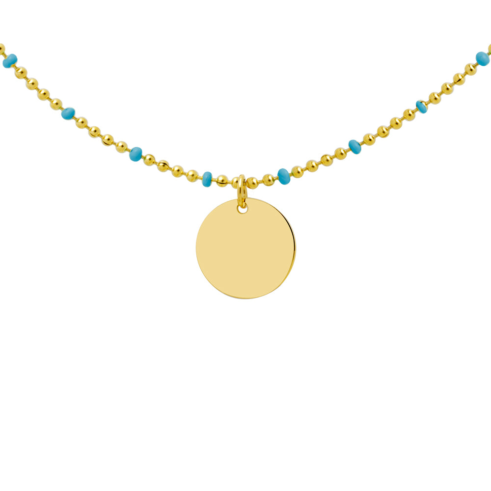 Collar Bolitas Esmalte Turquesa de Acero Personalizado